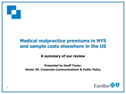 Presentation: Medical Malpractice Premiums in NYS and Elsewhere in US