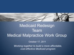 Presentation: Medical Malpractice Work Group Overview