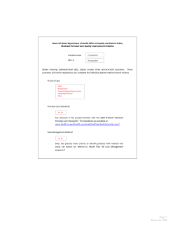 NYS DOH Prenatal Care Medical Record Review Tool