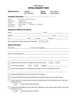 Appeal Request Form