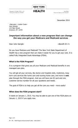 FIDA Program Announcement Letter
