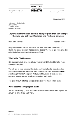 FIDA Program Announcement Letter