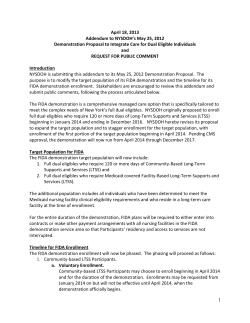 Addendum to FIDA Demonstration Proposal and Request for Public Comment