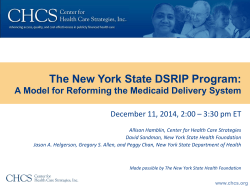 A Model for Reforming the Medicaid Delivery System Slides