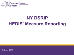 HEDIS Measures for the Medical Record Review Process