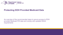 Protecting DOH Provided Medicaid Data