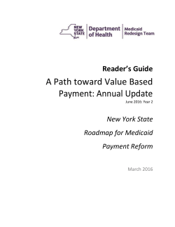 Reader s Guide: A Path toward Value Based Payment: Annual Update-March 2016