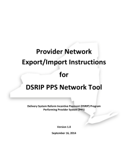 DSRIP - Provider Network File Export and Import Instructions