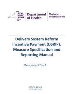 Measure Specification and Reporting Manual
