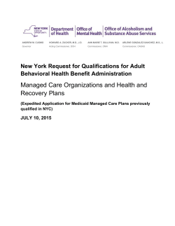 Behavioral Health Request for Qualification Expedited Application for Rest of State Applicants