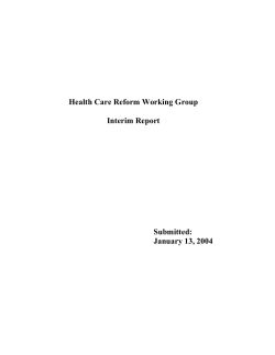 "Health Care Reform Working Group - Interim Report, January 13, 2004"