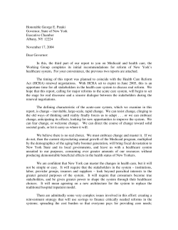 "Health Care Reform Working Group - Final Report, November 17, 2004"