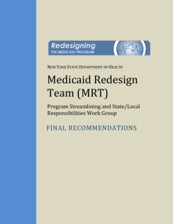 MRT Program Streamlining and State/Local Responsibilities Work Group Final Recommendations