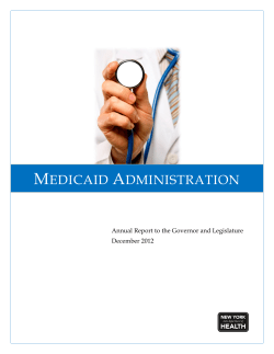 Medicaid Administration Annual Report to the Governor and Legislature - December 2012