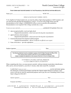 HS/GED Verfication/Statement of Educational Purpose and Documentation of Identity