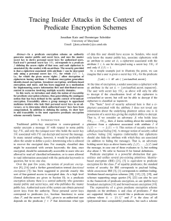 Tracing Insider Attacks in the Context of Predicate Encryption Schemes