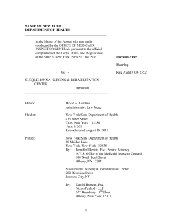 Susquehanna Nursing Rehabilitation Center, Appellant - October 14, 2011