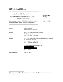 Devendra Kumar Shrivastava, M.D.; Appellant - November 10, 2014