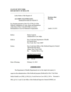 Ali John Jazayeri, D.D.S.; Appellant - April 3, 2014
