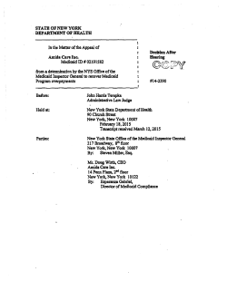 Amida Care Inc.; Appellant - March 16, 2015