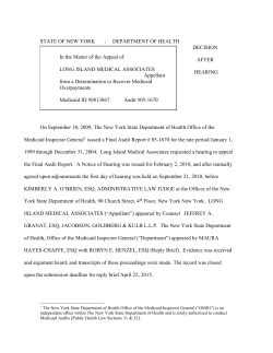 Long Island Medical Associates; Appellant - March 22, 2016