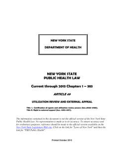New York State Public Health Law Article 49, Current through 2013, Chapters 1 - 383