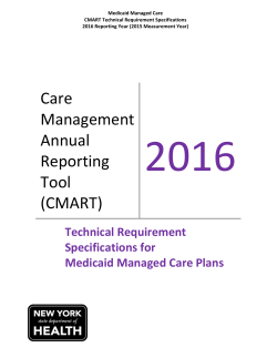 2016 Care Management Annual Reporting Tool (CMART) Specifications