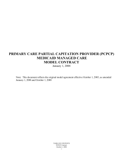 Primary Care Partial Capitation Provider (PCPCP) Model Contract
