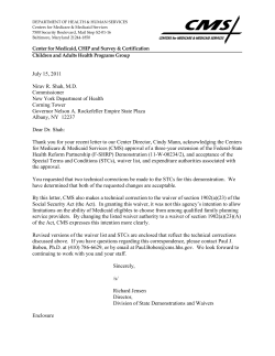 CMS Award Letter, Waiver Authority and Special Terms and Conditions