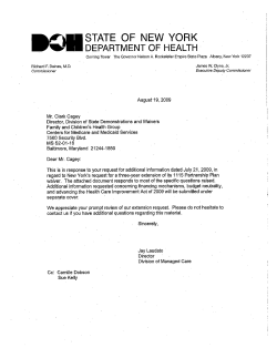 NYS Response to the Centers for Medicare and Medicaid Services Request for Additional Information