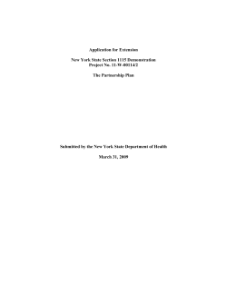 Application for Extension, New York State Section 1115 Demonstration