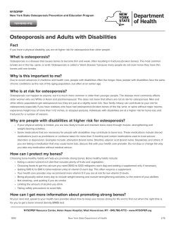 Osteoporosis and Adults with Disabilities