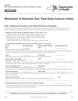 Worksheet to Estimate Your Total Daily Calcium Intake
