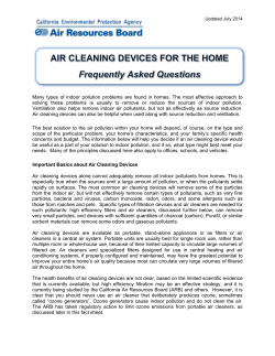 Air Cleaning Devices for the Home: Frequently Asked Questions