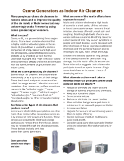 Ozone Generators as Indoor Air Cleaners