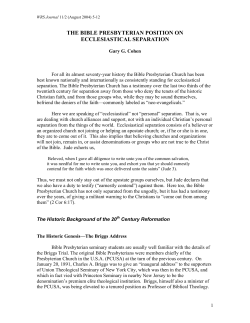 The Bible Presbyterian Position on Ecclesiastical Separation