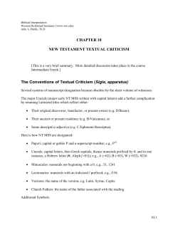 Chapter 10, New Testament Textual Criticism