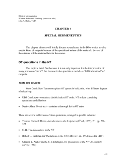 Chapter 4, Special Hermeneutics