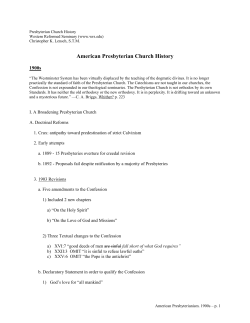 American Presbyterian Church History 1900s