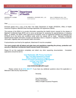 NYS Department of Health Data Exchange Application Agreement Document