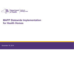 December 16, 2015 MAPP Statewide Implementation for Health Homes