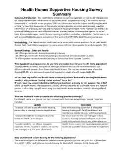 Health Homes Supportive Housing Survey Summary