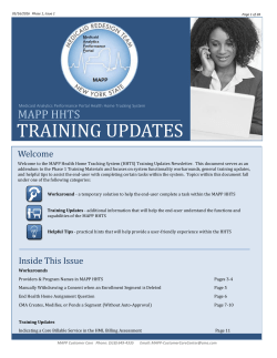 MAPP HHTS Training Updates Communication Newsletter Issue 1 - May 2016
