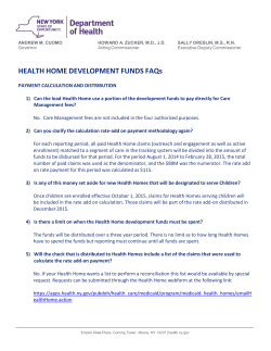 Health Home Development Funds Frequently Asked Questions (FAQs)