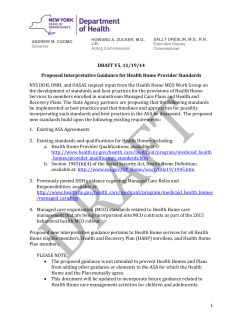 March 2, 2015 - Proposed Interpretative Guidance for Health Home Provider Standards