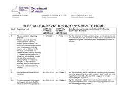 May 4, 2015 - HCBS Rule Integration into NYS Health Home