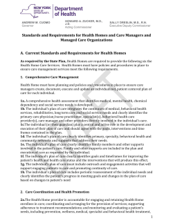 May 4, 2015 - Health Home Plans and CM Standards