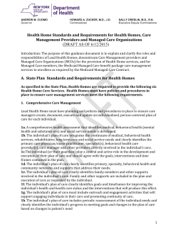 June 9, 2015 - DRAFT MCO and CM Standards