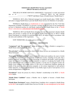September 28, 2015 - Health Homes and MCO ASA Template draft
