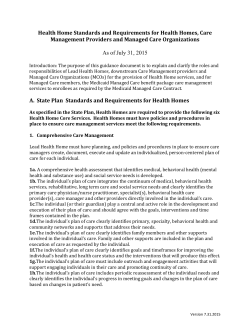September 28, 2015 - Health Home, MCO and CM Standards